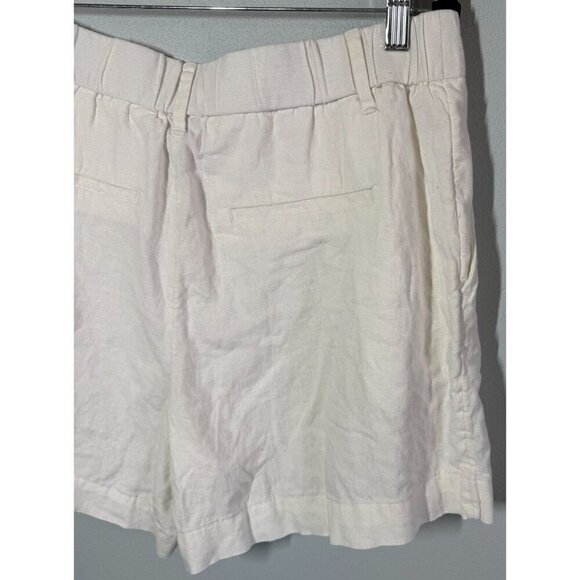 A New Day Womens White Linen Blend Pleated Front Paper Bag Shorts Sz 12 Casual - Picture 4 of 11